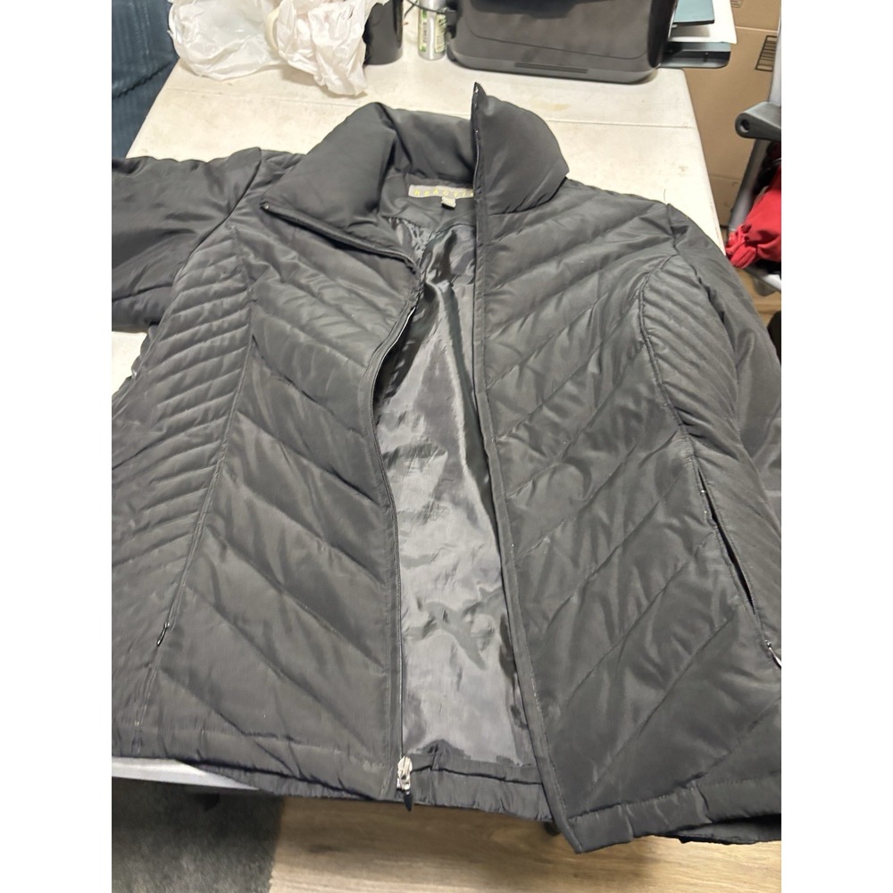 Women's Kenneth Cole Reaction Goose Down Puffer Jacket Black Quilted Size XL